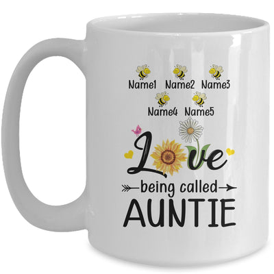 Personalized Being Called Auntie Custom With Kids Name Sunflower Mothers Day Birthday Christmas Mug | teecentury