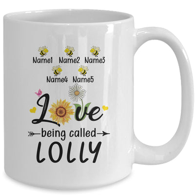 Personalized Being Called Lolly Custom With Grandkids Name Sunflower Mothers Day Birthday Christmas Mug | teecentury