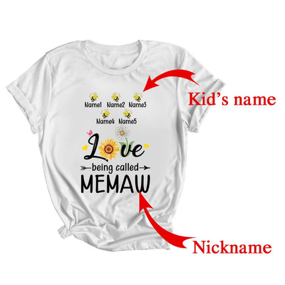 Personalized Being Called Memaw Custom With Grandkids Name Sunflower Mothers Day Birthday Christmas Shirt & Tank Top | Custom | teecentury