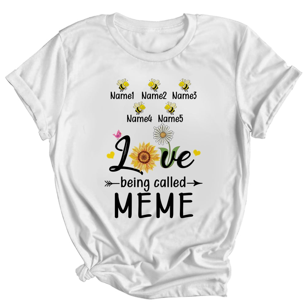 Personalized Being Called Meme Custom With Grandkids Name Sunflower Mothers Day Birthday Christmas Shirt & Tank Top | teecentury
