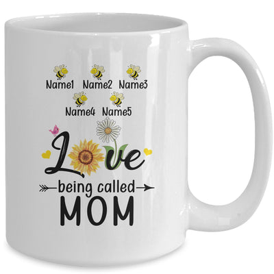 Personalized Being Called Mom Custom With Kids Name Sunflower Mothers Day Birthday Christmas Mug | teecentury