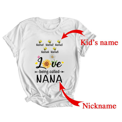 Personalized Being Called Nana Custom With Grandkids Name Sunflower Mothers Day Birthday Christmas Shirt & Tank Top | Custom | teecentury