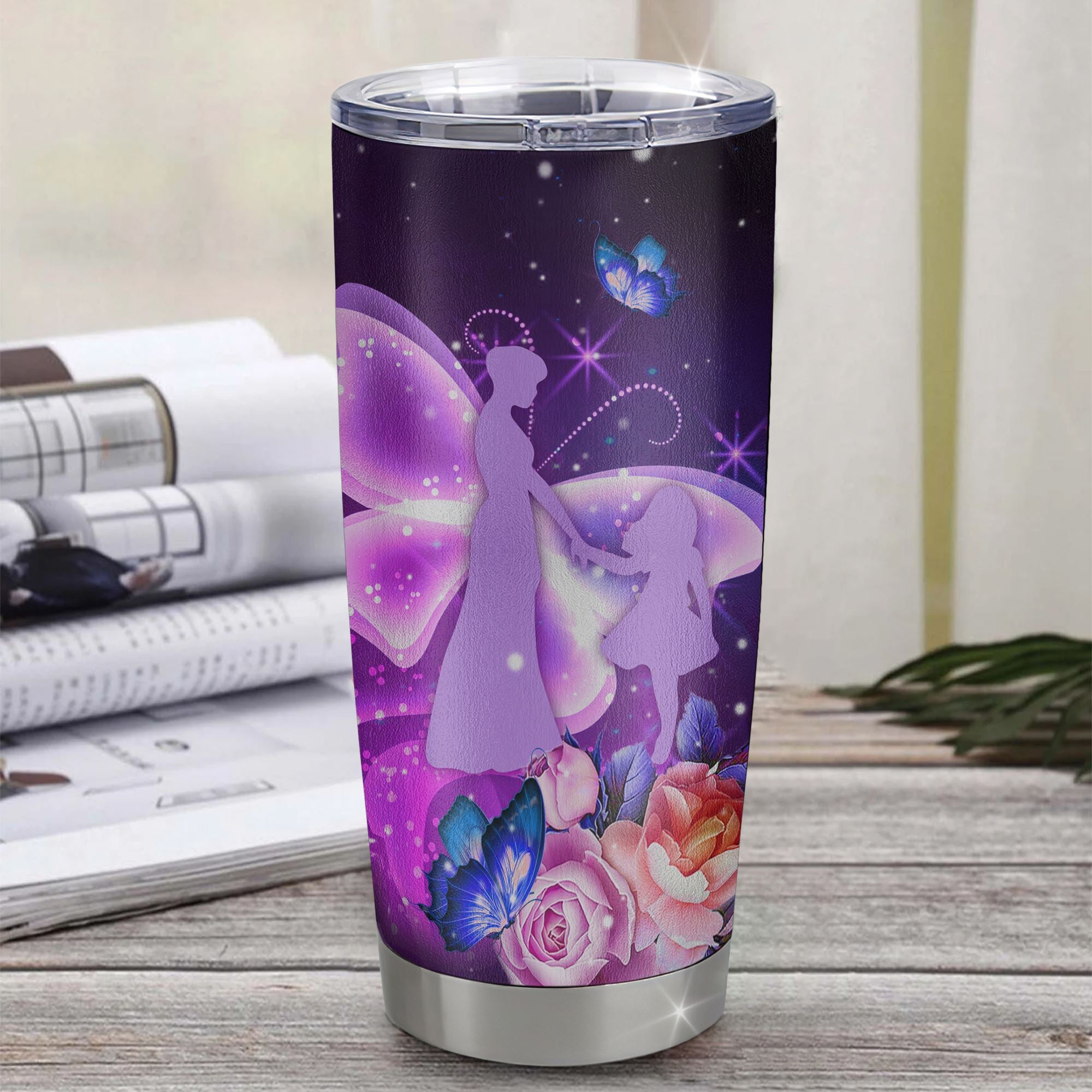 Personalized Bonus Daughter From Stepmother Stainless Steel Tumbler Cup 20oz Butterfly Sometimes It's Hard to Find Words to Say I Love You Bonus Daughter Birthday Christmas Travel Mug | teecentury