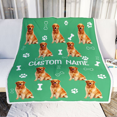 Personalized Custom Golden Retriever Blanket for Dog Mother Mom Dog Father Dad Dog Lover for Women Men Boy Girl Christmas Customized Bed Fleece Throw Blanket | teecentury