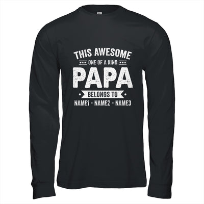 Personalized Custom Kids Name This Awesome Papa Belongs To Kids Custom Papa With Kid's Name For Men Fathers Day Birthday Christmas Shirt & Hoodie | teecentury