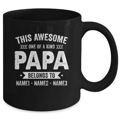 Personalized Custom Kids Name This Awesome Papa Belongs To Kids Custom Papa With Kid's Name For Men Fathers Day Birthday Christmas Mug | teecentury