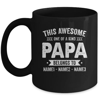 Personalized Custom Kids Name This Awesome Papa Belongs To Kids Custom Papa With Kid's Name For Men Fathers Day Birthday Christmas Mug | teecentury