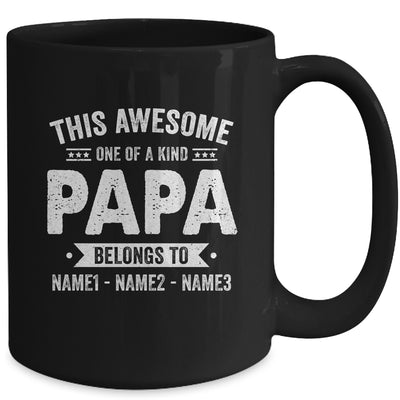 Personalized Custom Kids Name This Awesome Papa Belongs To Kids Custom Papa With Kid's Name For Men Fathers Day Birthday Christmas Mug | teecentury