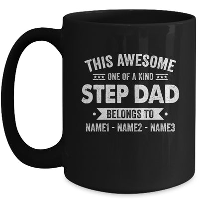 Personalized Custom Kids Name This Awesome StepDad Belongs To Kids Custom Stepfather With Kid's Name For Men Fathers Day Birthday Christmas Mug | teecentury