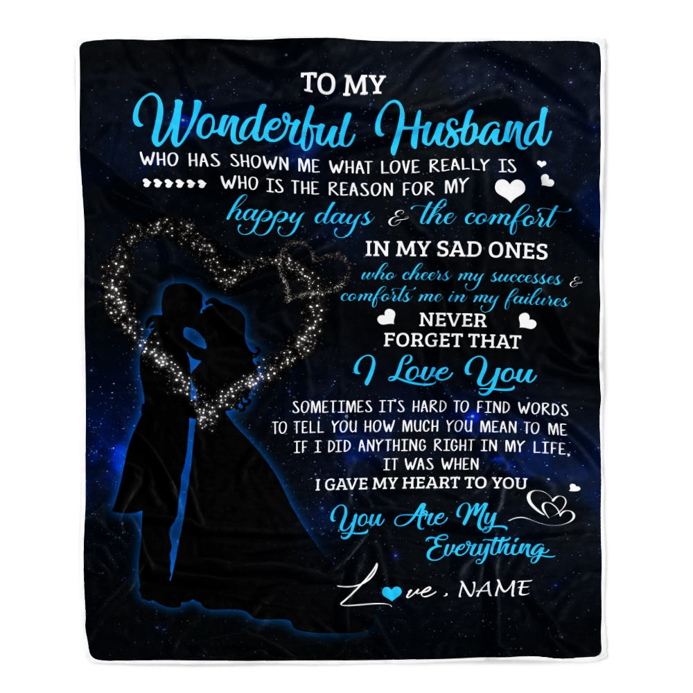 Personalized Custom Name To My Husband Blanket From Wife You Are My Everything Husband Birthday Christmas Wedding Anniversary Bed Quilt Fleece Throw Blanket Blanket | Teecentury.com