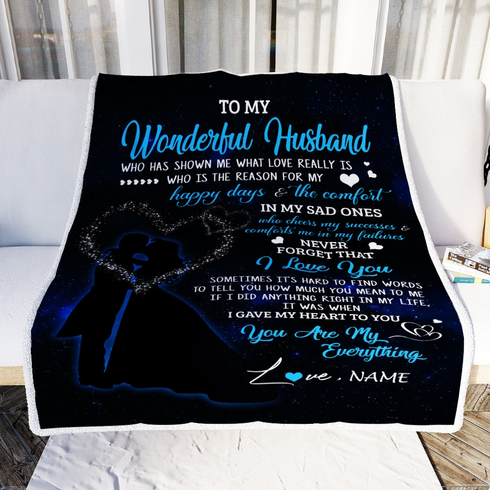 Personalized Custom Name To My Husband Blanket From Wife You Are My Everything Husband Birthday Christmas Wedding Anniversary Bed Quilt Fleece Throw Blanket Blanket | Teecentury.com