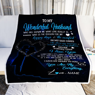 Personalized Custom Name To My Husband Blanket From Wife You Are My Everything Husband Birthday Christmas Wedding Anniversary Bed Quilt Fleece Throw Blanket Blanket | Teecentury.com