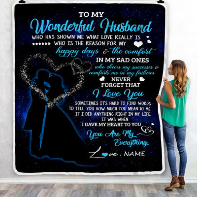 Personalized Custom Name To My Husband Blanket From Wife You Are My Everything Husband Birthday Christmas Wedding Anniversary Bed Quilt Fleece Throw Blanket Blanket | Teecentury.com