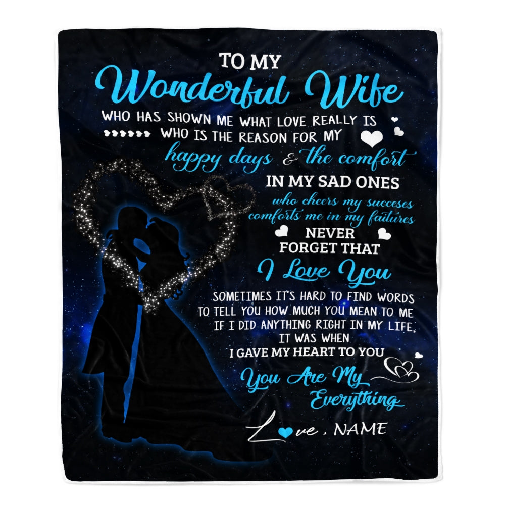 Personalized Custom Name To My Wife Blanket From Husband You Are My Everything Wife Birthday Christmas Wedding Anniversary Bed Quilt Fleece Throw Blanket Blanket | Teecentury.com