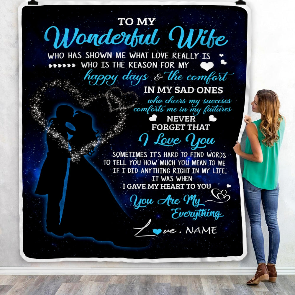 Personalized Custom Name To My Wife Blanket From Husband You Are My Everything Wife Birthday Christmas Wedding Anniversary Bed Quilt Fleece Throw Blanket Blanket | Teecentury.com
