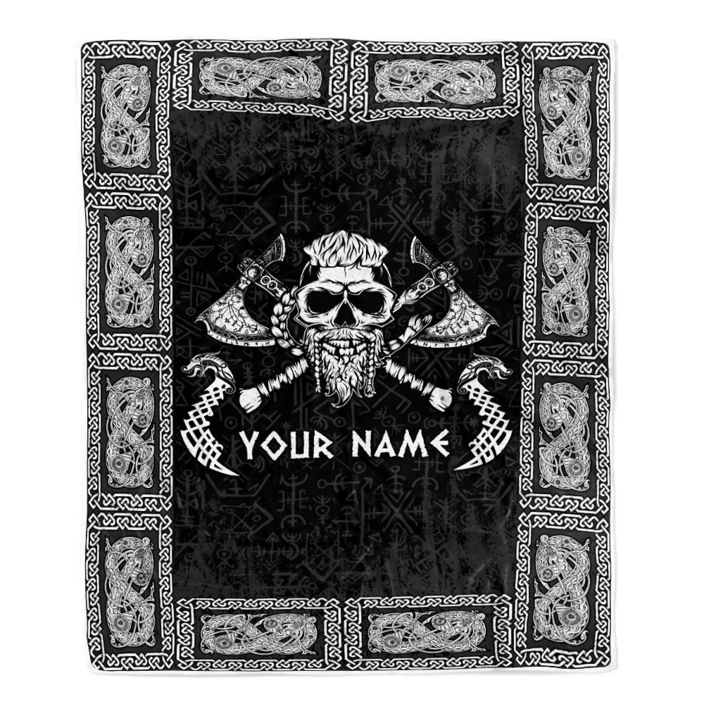 Personalized Custom Name Viking Odin God Celtic Scandinavian Norse Runes For Men Women Mom Dad Lovers Birthday Christmas Bed Quilt Fleece Throw Blanket Blanket | Teecentury.com