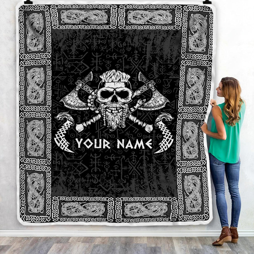 Personalized Custom Name Viking Odin God Celtic Scandinavian Norse Runes For Men Women Mom Dad Lovers Birthday Christmas Bed Quilt Fleece Throw Blanket Blanket | Teecentury.com
