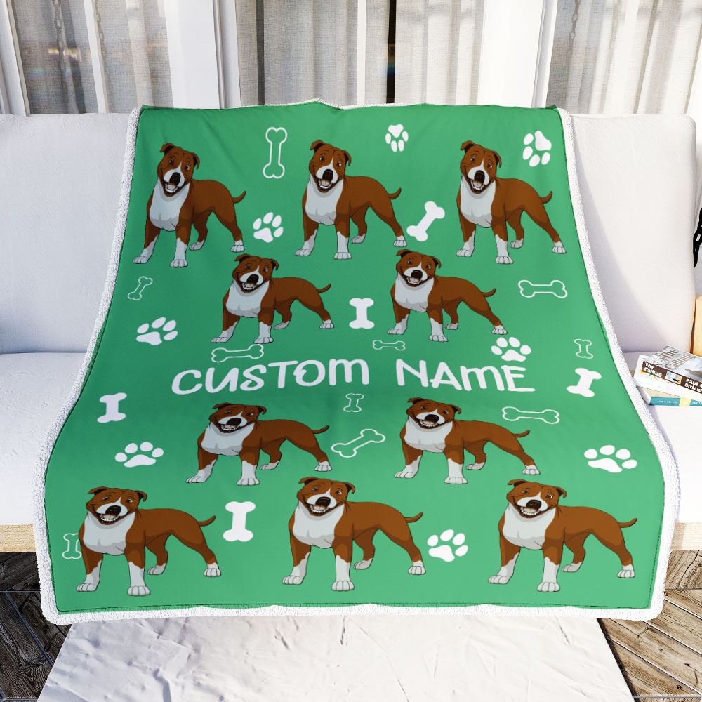 Personalized Custom Pitbull Blanket for Dog Mother Mom Dog Father Dad Dog Lover for Women Men Boy Girl Birthday Christmas Customized Bed Fleece Throw Blanket | teecentury