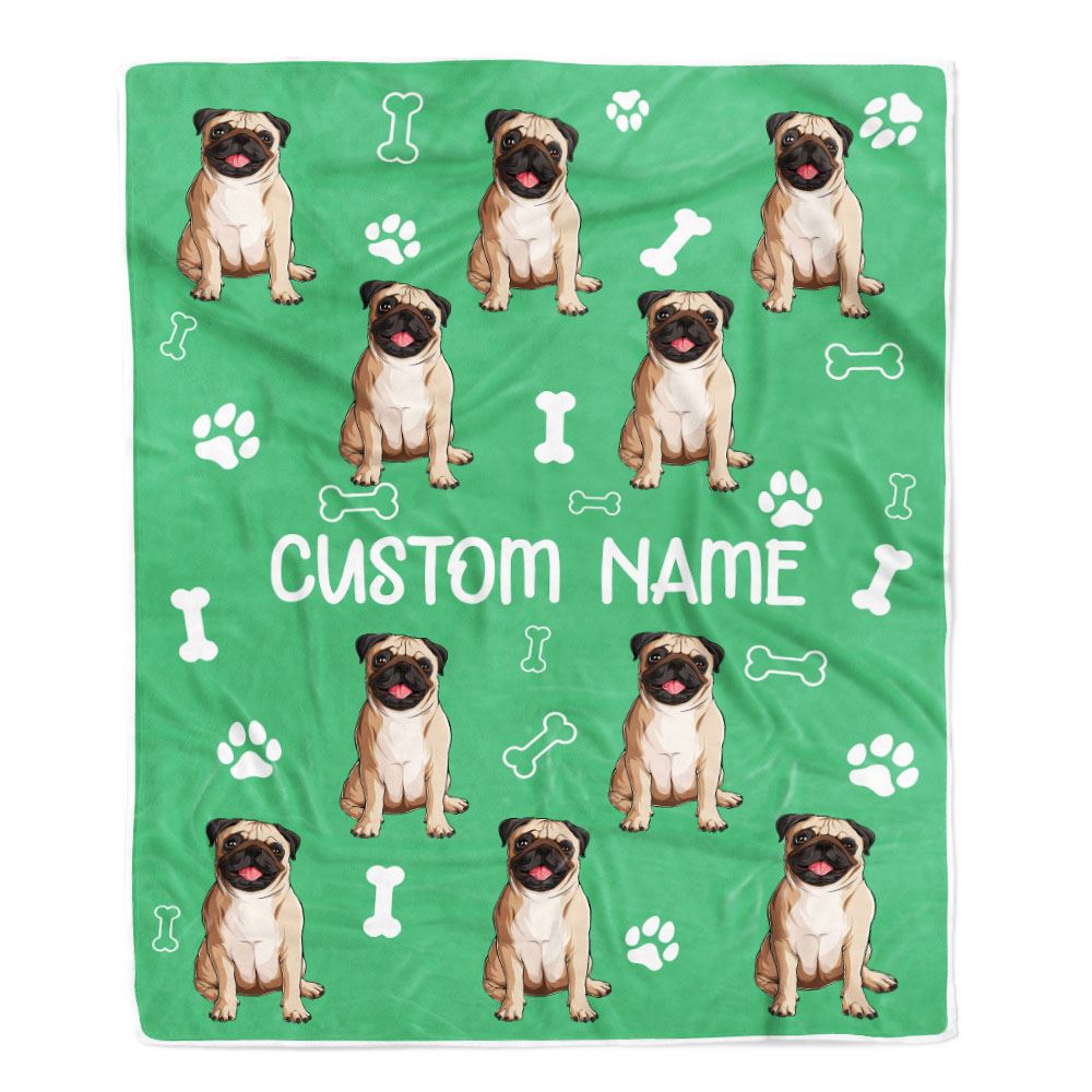 Personalized Custom Pug Blanket for Dog Mother Mom Dog Father Dad Dog Lover for Women Men Boy Girl Birthday Christmas Customized Bed Fleece Throw Blanket | teecentury