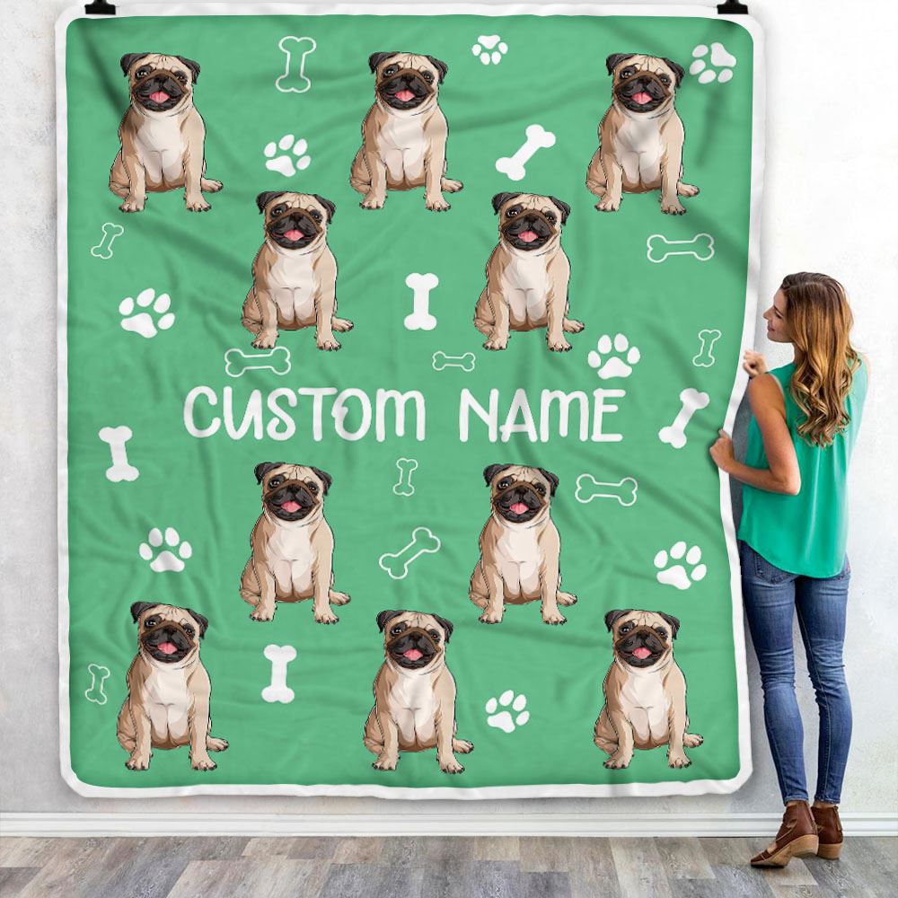 Personalized Custom Pug Blanket for Dog Mother Mom Dog Father Dad Dog Lover for Women Men Boy Girl Birthday Christmas Customized Bed Fleece Throw Blanket | teecentury
