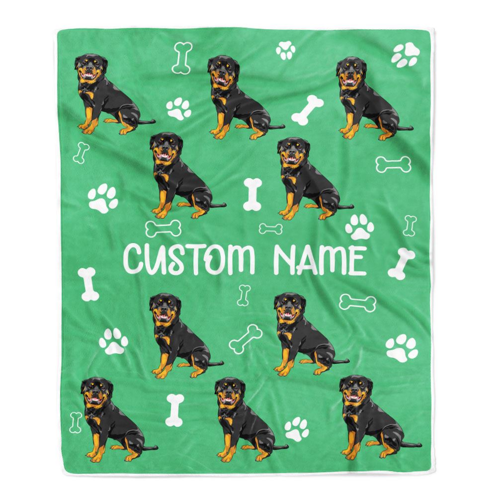Personalized Custom Rottweiler Blanket for Dog Mother Mom Dog Father Dad Dog Lover for Women Men Boy Girl Birthday Christmas Customized Bed Fleece Throw Blanket | teecentury