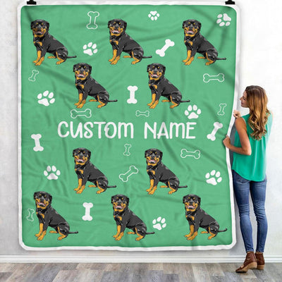 Personalized Custom Rottweiler Blanket for Dog Mother Mom Dog Father Dad Dog Lover for Women Men Boy Girl Birthday Christmas Customized Bed Fleece Throw Blanket | teecentury