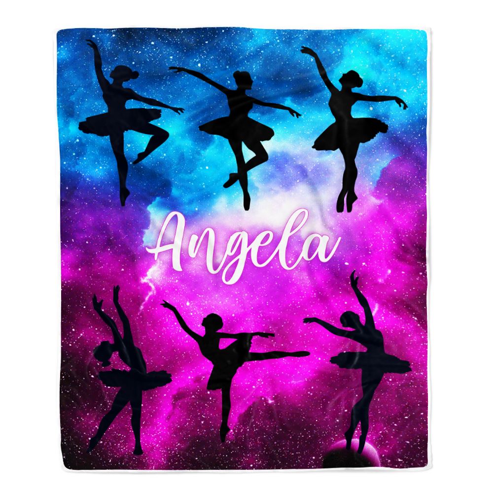 Personalized Dance Ballet Blanket Galaxy Custom With Name For Daughter Niece Granddaughter Birthday Graduation Christmas Customized Bed Fleece Blanket | teecentury