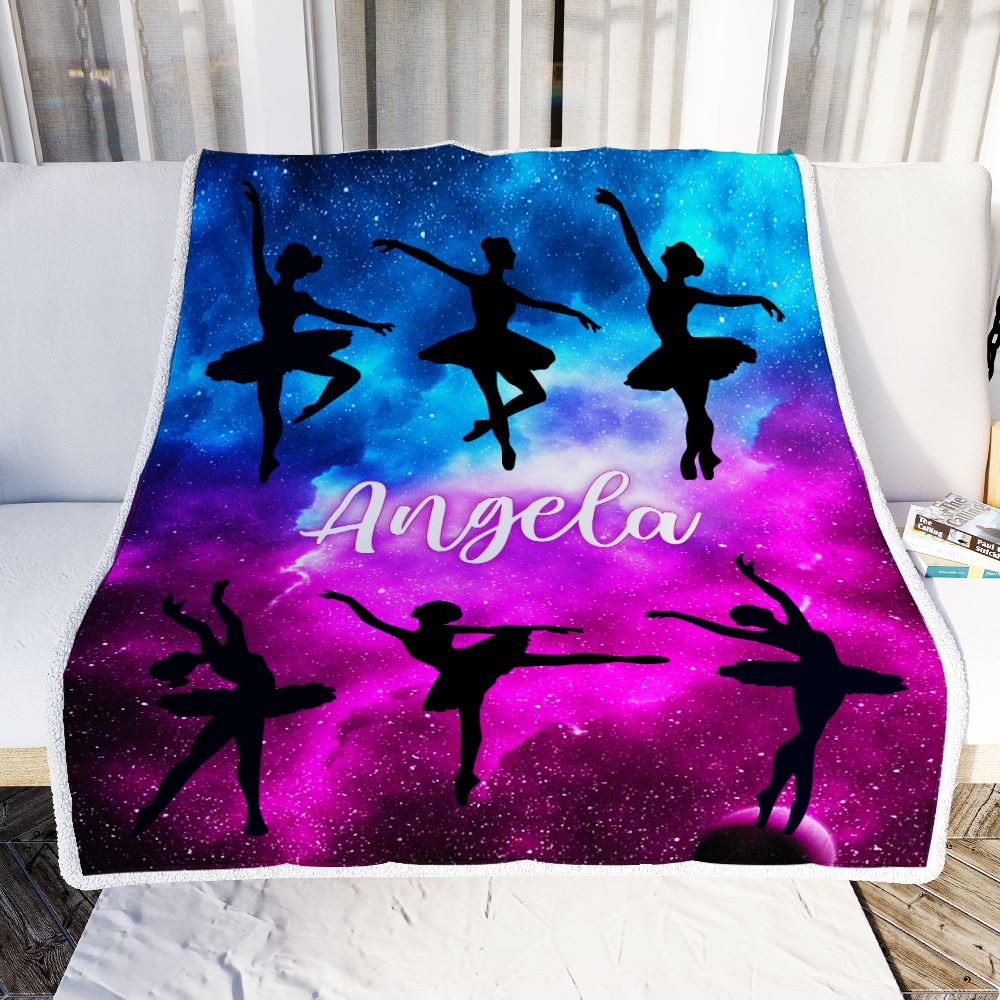 Personalized Dance Ballet Blanket Galaxy Custom With Name For Daughter Niece Granddaughter Birthday Graduation Christmas Customized Bed Fleece Blanket | teecentury