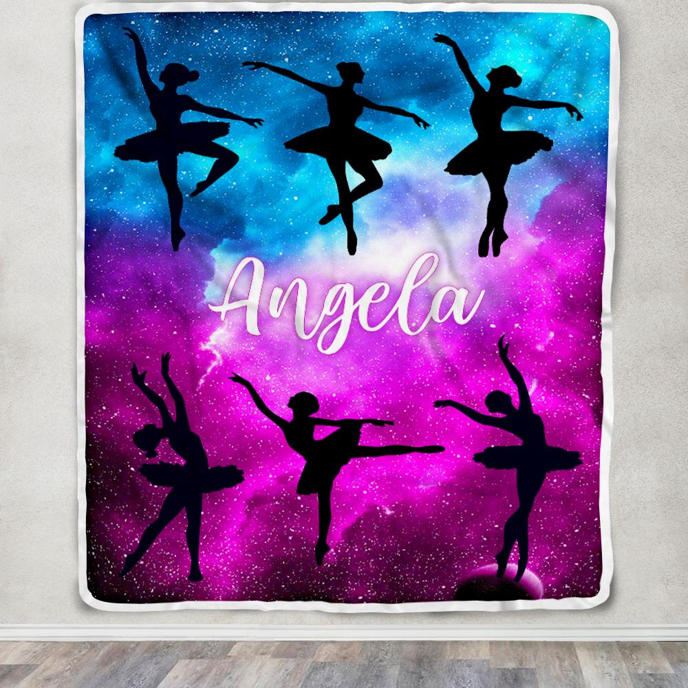 Personalized Dance Ballet Blanket Galaxy Custom With Name For Daughter Niece Granddaughter Birthday Graduation Christmas Customized Bed Fleece Blanket | teecentury