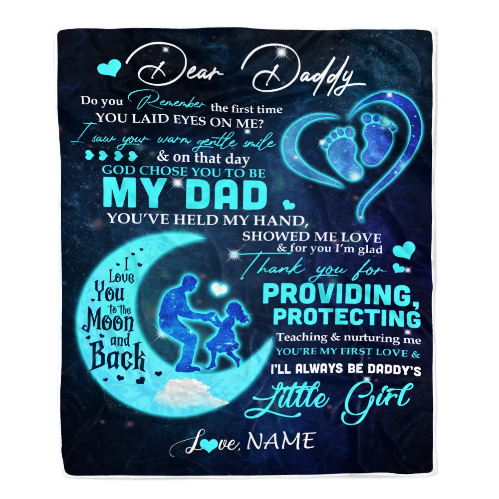 Personalized Dear Daddy Blanket from Daughter God Chose You to be My Dad Warm Soft Winter Night I Love You Dad Father's Day Birthday Christmas Fleece Blanket Blanket | Teecentury.com