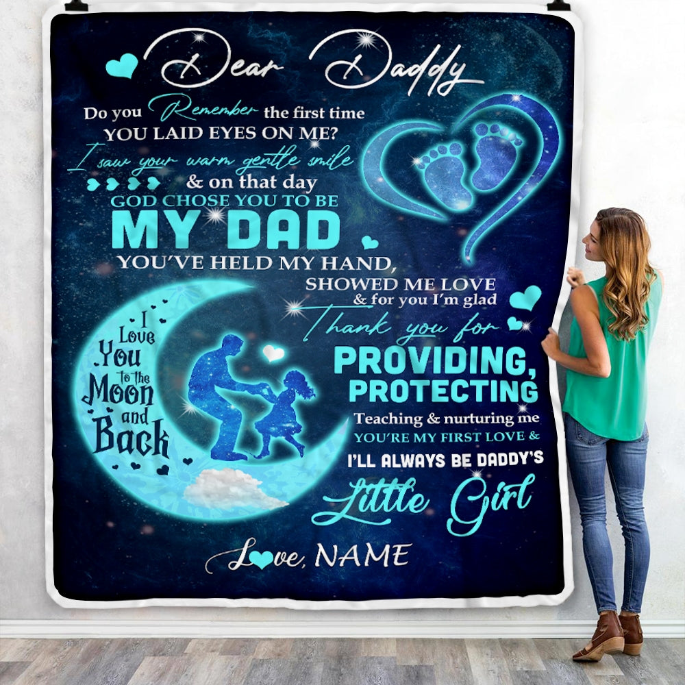 Personalized Dear Daddy Blanket from Daughter God Chose You to be My Dad Warm Soft Winter Night I Love You Dad Father's Day Birthday Christmas Fleece Blanket Blanket | Teecentury.com