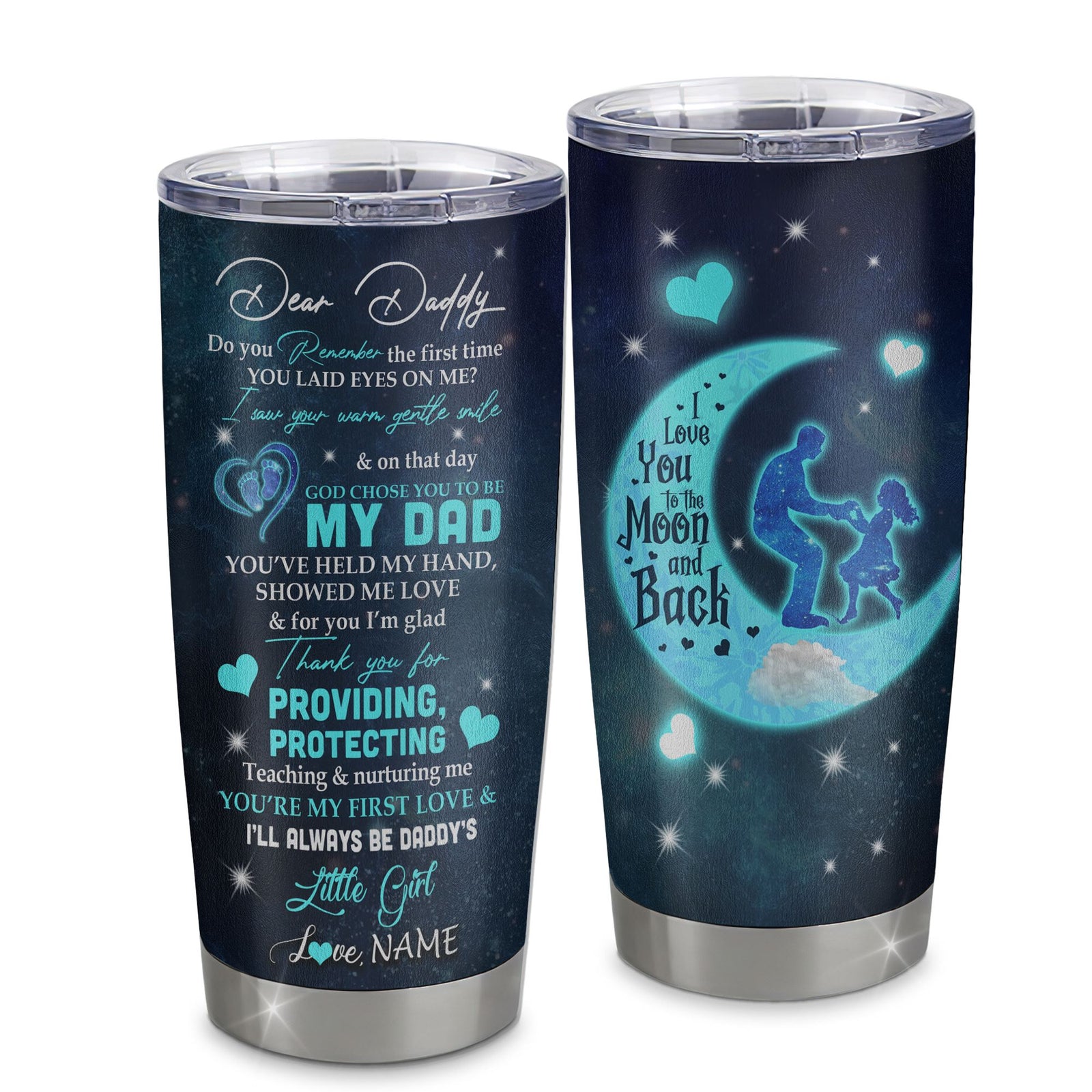 Personalized Dear Daddy Tumbler From Daughter Stainless Steel Cup God Chose You To Be My Dad I Love You Dad Birthday Fathers Day Christmas Travel Mug | teecentury