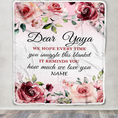 Personalized Dear Yaya Blanket From Kids We Hope Every Time Rose Floral Yaya Birthday Mothers Day Thanksgiving Christmas Customized Fleece Throw Blanket | teecentury