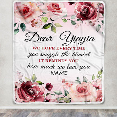 Personalized Dear Yiayia Blanket From Kids We Hope Every Time Rose Floral Yiayia Birthday Mothers Day Thanksgiving Christmas Customized Fleece Throw Blanket | teecentury