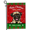 Personalized Dog Christmas Flag Merry Christmas Peeking Dog In Santa Hat Snowflake Xmas Green Red Flag | Teecentury.com