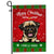 Personalized Dog Christmas Flag Merry Christmas Peeking Dog In Santa Hat Snowflake Xmas Green Red Flag | Teecentury.com
