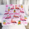 Personalized Flamingo Blanket Custom With Name Floral Pineapple Newborn Baby Girl Flamingo Daughter Granddaughter Niece Birthday Christmas Fleece Blanket | teecentury