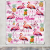 Personalized Flamingo Blanket Custom With Name Floral Pineapple Newborn Baby Girl Flamingo Daughter Granddaughter Niece Birthday Christmas Fleece Blanket | teecentury