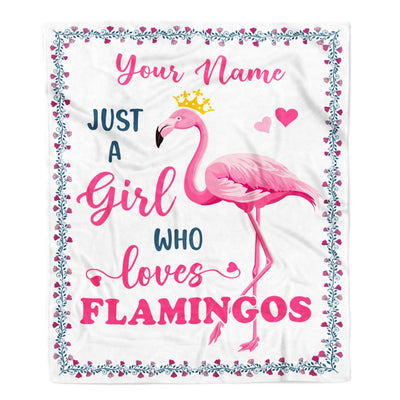 Personalized Flamingo Blanket Just A Girl Who Loves Flamingo Girl Daughter Granddaughter Niece Birthday Christmas Nam Customized Bed Fleece Throw Blanket | teecentury