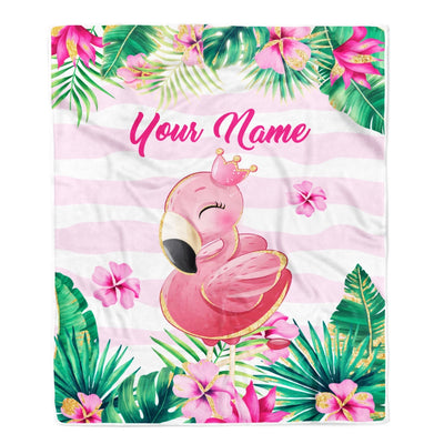 Personalized Flamingo Custom Name Blanket For Baby Girl Newborn Glitter Flamingo Daughter Granddaughter Niece Birthday Christmas Bed Fleece Throw Blanket Blanket | Teecentury.com