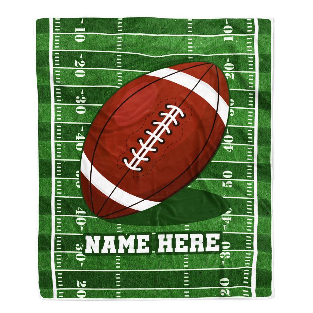 Personalized Football Blanket For Boy Girl American Football Field Custom Name Baby Men Women Birthday Christmas Customized Fleece Blanket | teecentury