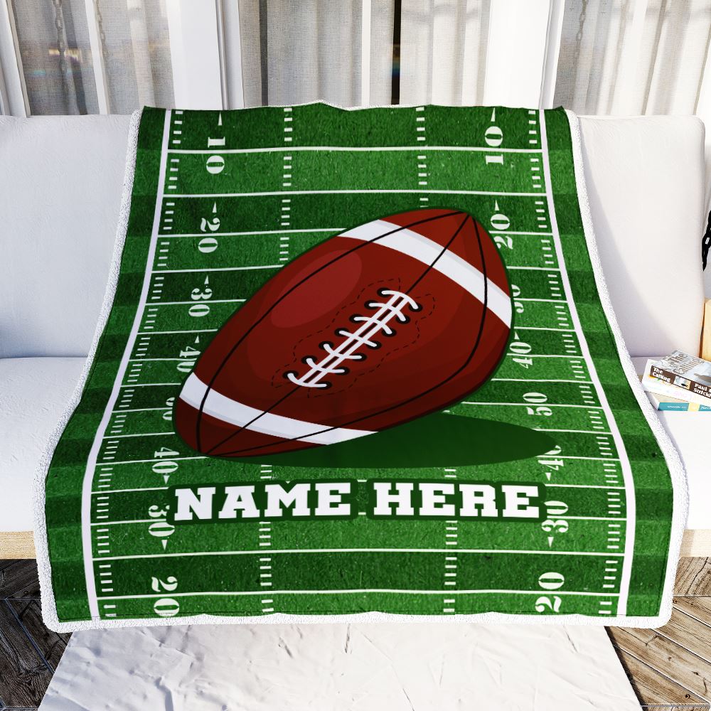 Personalized Football Blanket For Boy Girl American Football Field Custom Name Baby Men Women Birthday Christmas Customized Fleece Blanket | teecentury