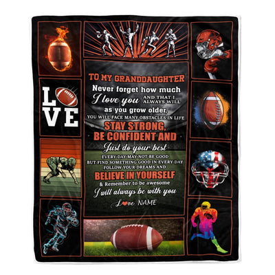 Personalized Football To My Granddaughter Blanket From Grandma Believe In Yourself Granddaughter Birthday Graduation Christmas Customized Fleece Throw Blanket Blanket | Teecentury.com