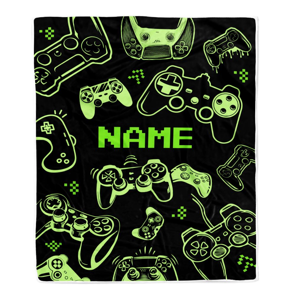 Personalized Gamer Boy Blanket Custom Name Gamer Soft Dark Blanket Gaming for Son Husband Boys Kids Women Men Christmas Birthday Bed Fleece Throw Blanket | teecentury
