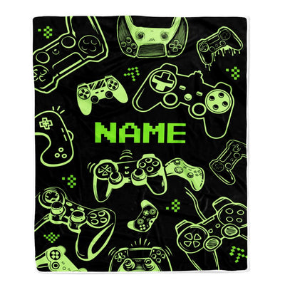 Personalized Gamer Boy Blanket Custom Name Gamer Soft Dark Blanket Gaming for Son Husband Boys Kids Women Men Christmas Birthday Bed Fleece Throw Blanket | teecentury