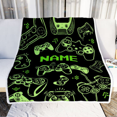 Personalized Gamer Boy Blanket Custom Name Gamer Soft Dark Blanket Gaming for Son Husband Boys Kids Women Men Christmas Birthday Bed Fleece Throw Blanket | teecentury