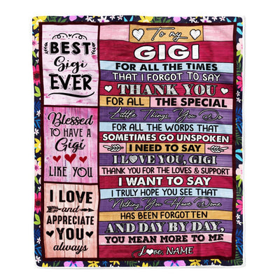 Personalized Gigi Blanket From Granddaughter Grandson Thank You For The Love Gigi Mothers Day Birthday Christmas Customized Bed Fleece Throw Blanket | teecentury