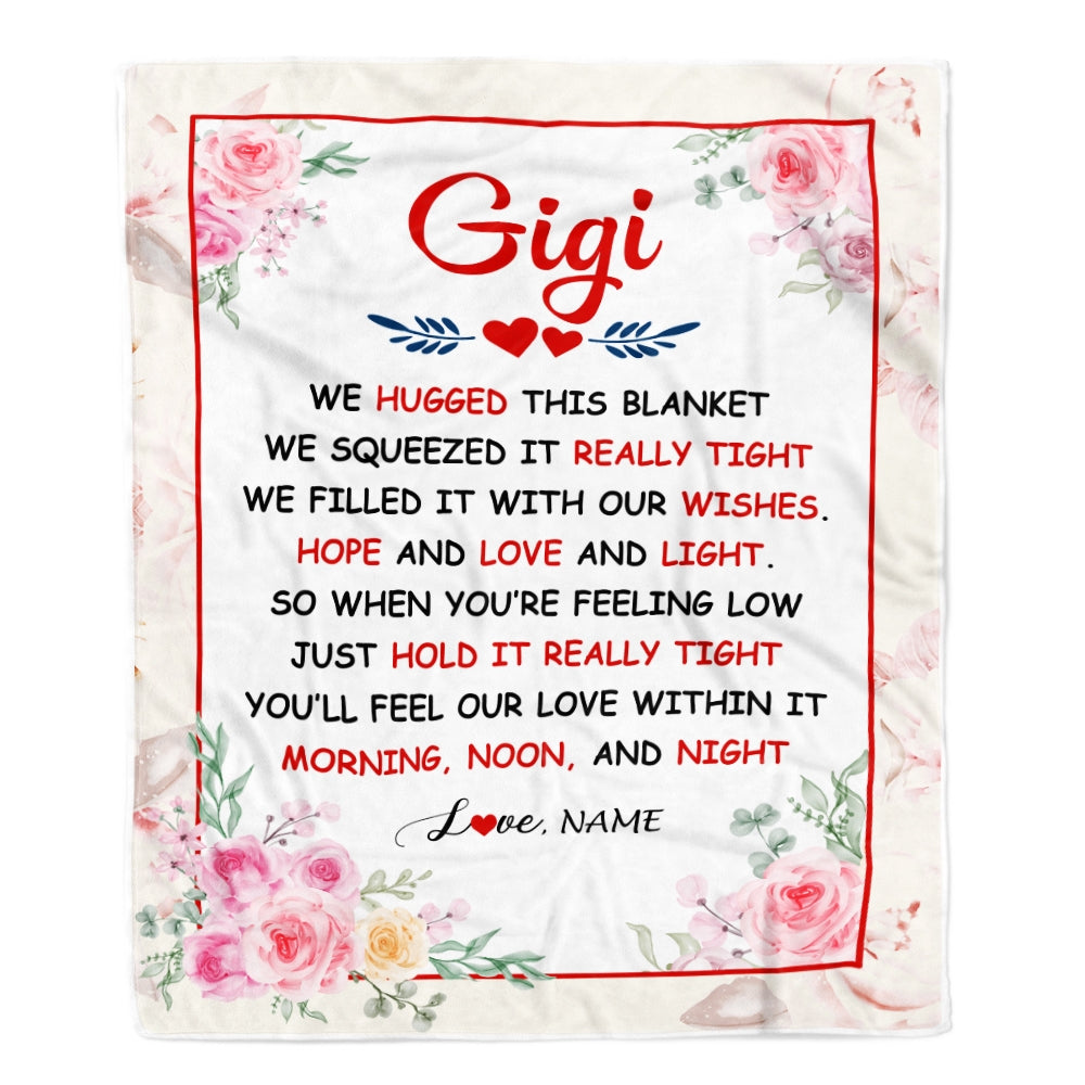 Personalized Gigi Blanket From Grandkids Granddaughter Grandson We Hugged This Blanket Floral Gigi Birthday Mothers Day Christmas Customized Fleece Blanket | teecentury