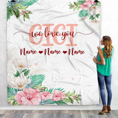Personalized Gigi Blanket From Grandkids Granddaughter Grandson We Love You Floral Gigi Birthday Mothers Day Christmas Customized Fleece Throw Blanket | teecentury