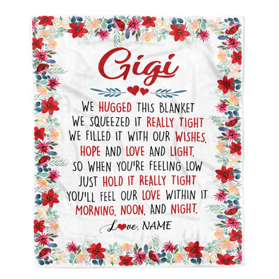 Personalized Gigi Blanket From Grandkids Grandson Granddaughter We Hugged This Blanket Gigi Birthday Mothers Day Christmas Customized Fleece Throw Blanket Blanket | Teecentury.com